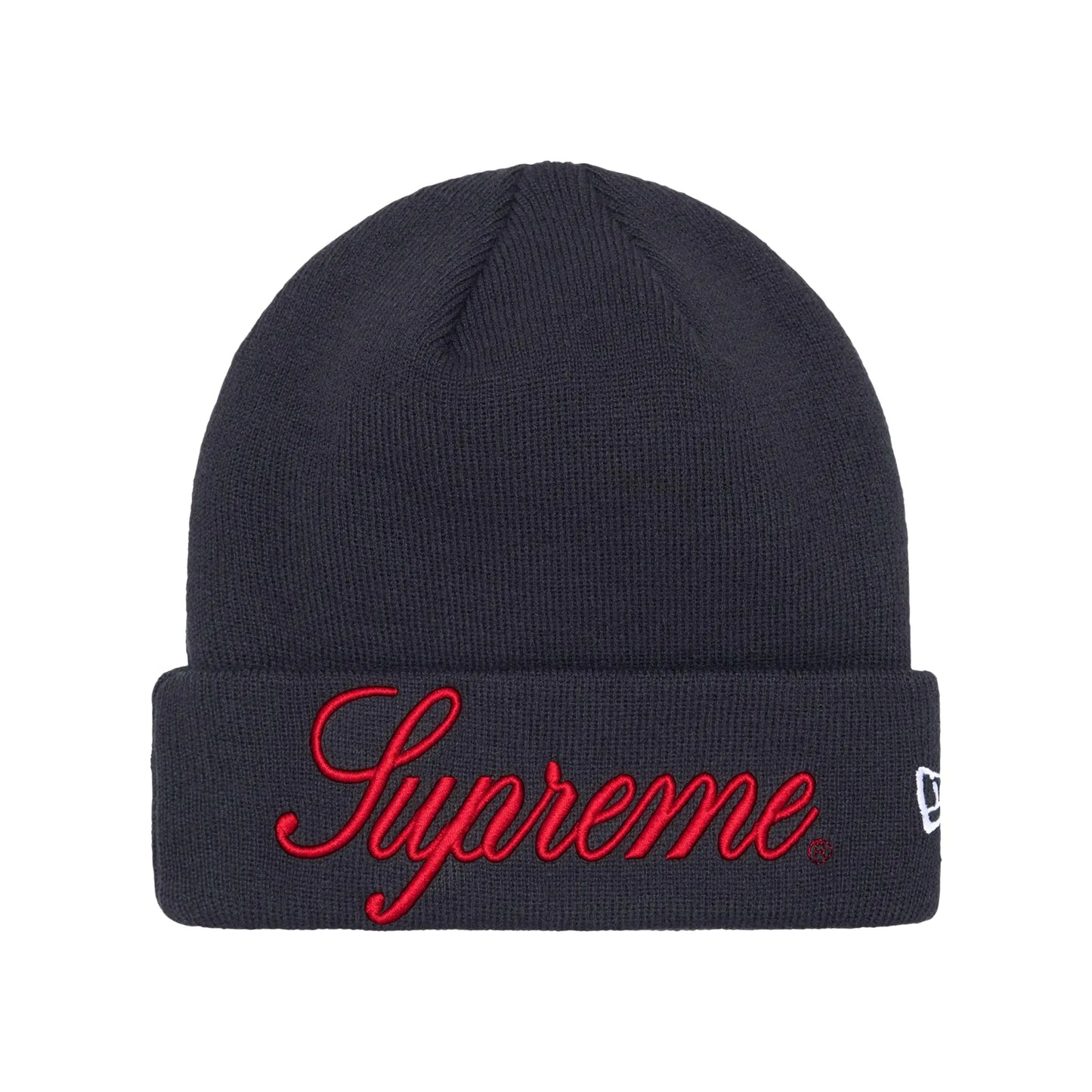 Supreme New Era Script Navy Beanie