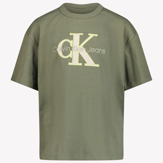 Kids Calvin Klein - Boy T-Shirt In Olijf Groen