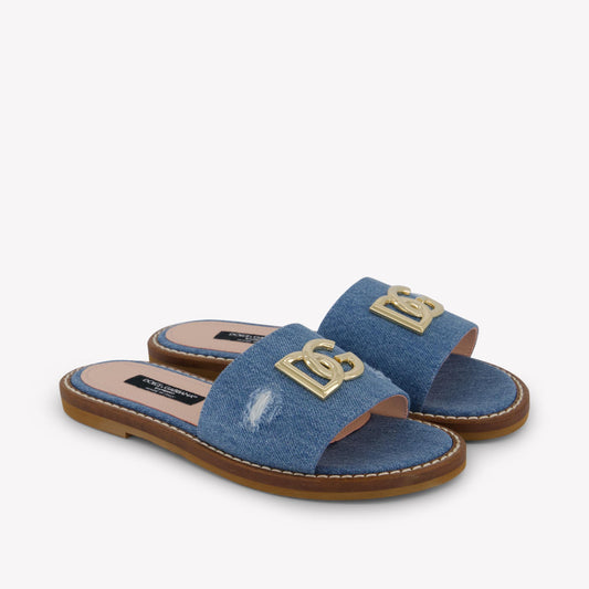 Dolce & Gabbana Girls Slippers In Jeans