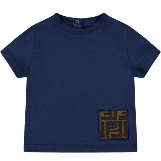 Fendi Baby Unisex T-Shirt Navy
