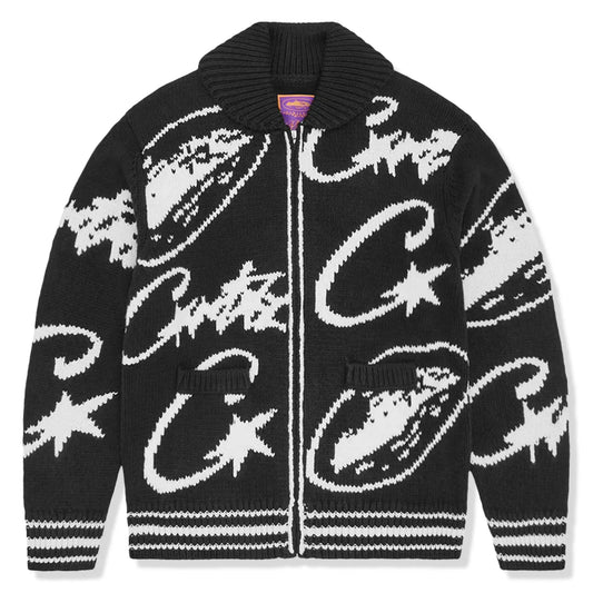Corteiz VVS Jacquard Black Knit Zip Jacket