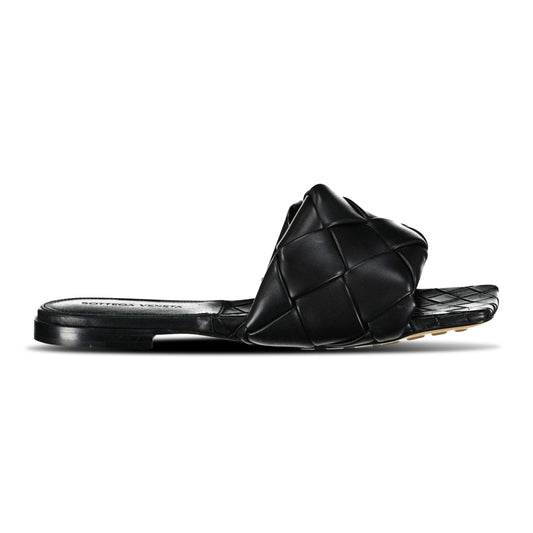 Quilted Leather Lido Flat Sandals Black