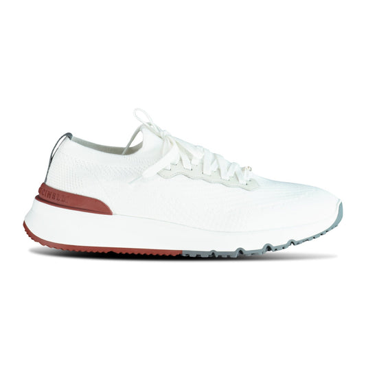 Knitted Lace Up Trainers White