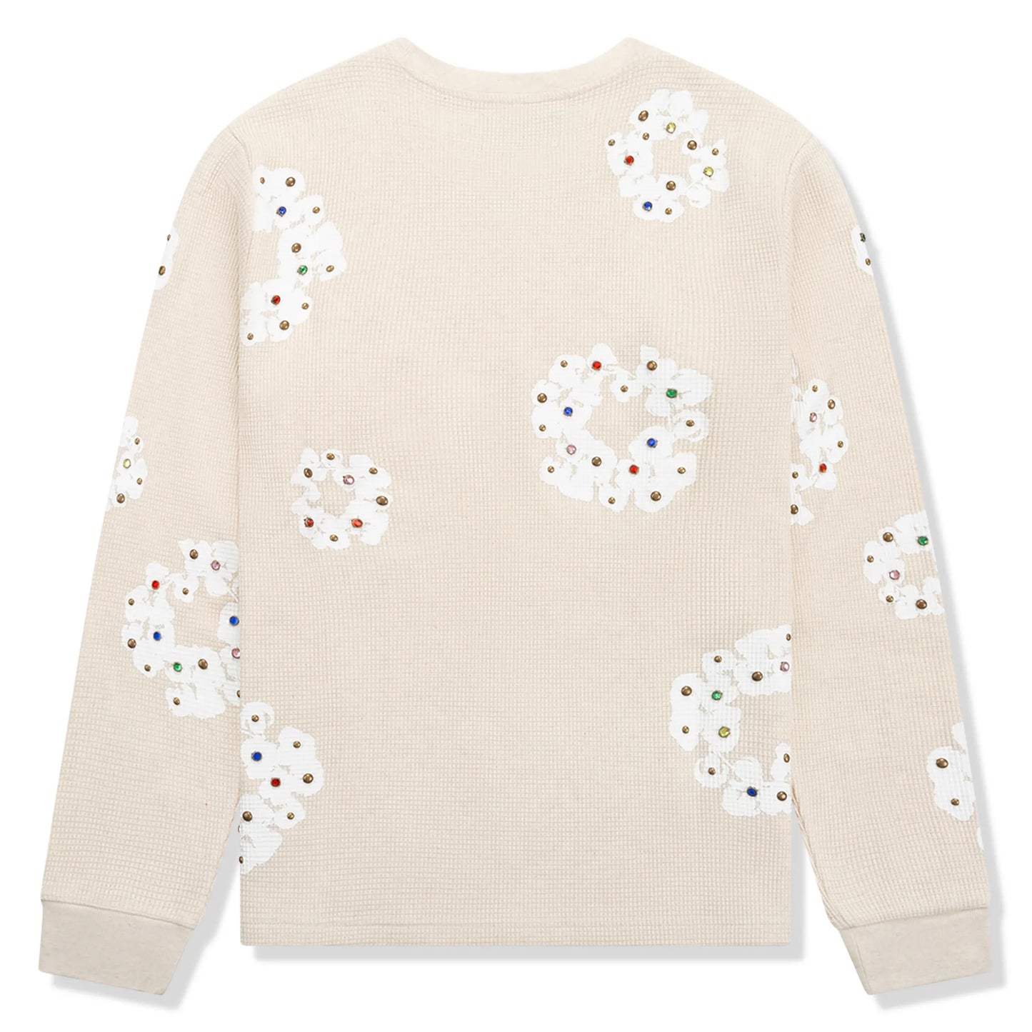 Denim Tears Rhinestone The Cotton Wreath Long-Sleeve Thermal Oatmeal T Shirt