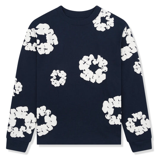 Denim Tears The Cotton Wreath Long-Sleeve Navy T Shirt