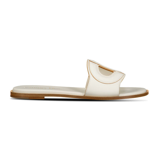 D-Club Slide Calfskin Sandals White