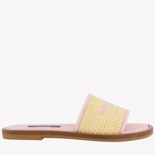 Dolce & Gabbana Girls Slippers In Beige