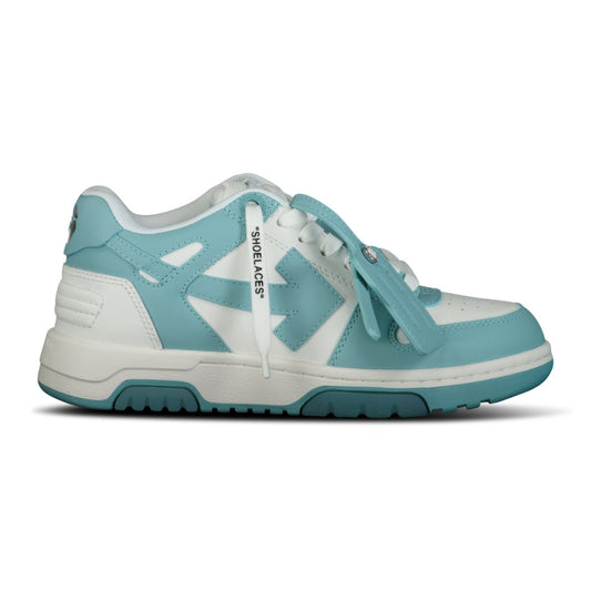 Out Of Office Calf Leather Trainer White & Celadon Blue